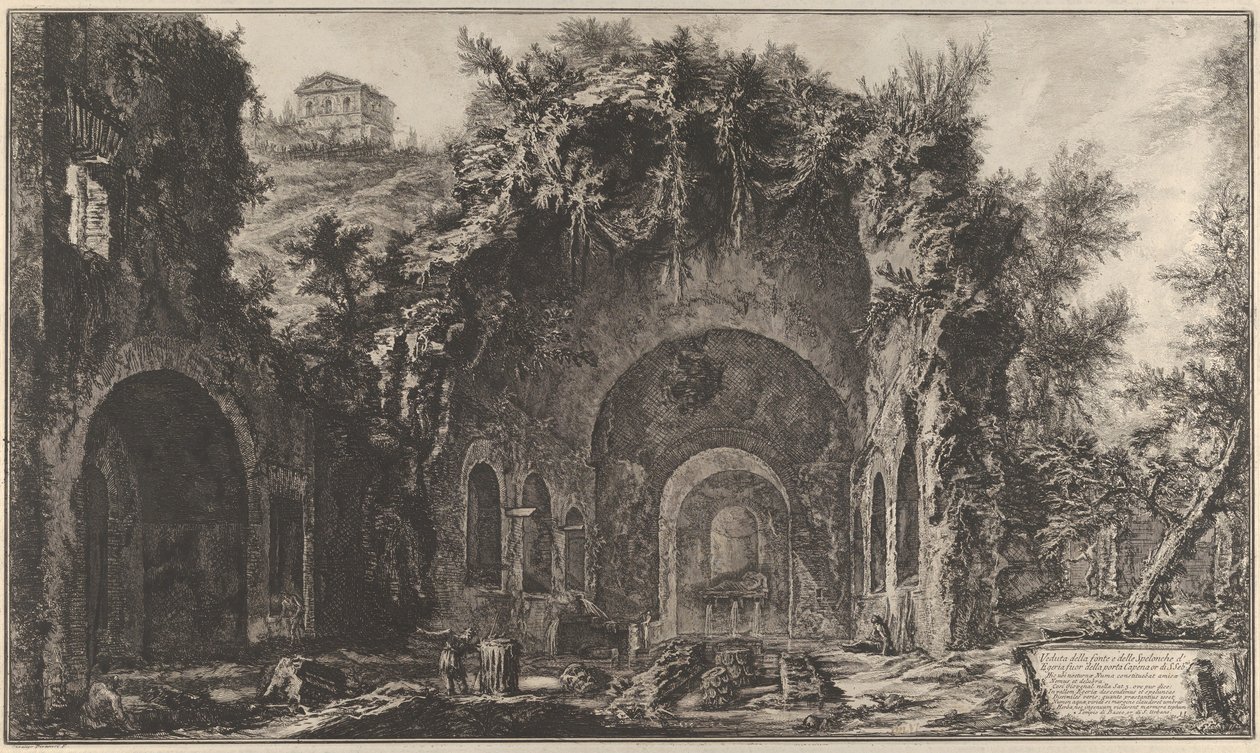 Ansicht der Quelle und der Grotte von Egiria außerhalb der Porta Capena von Giovanni Battista Piranesi