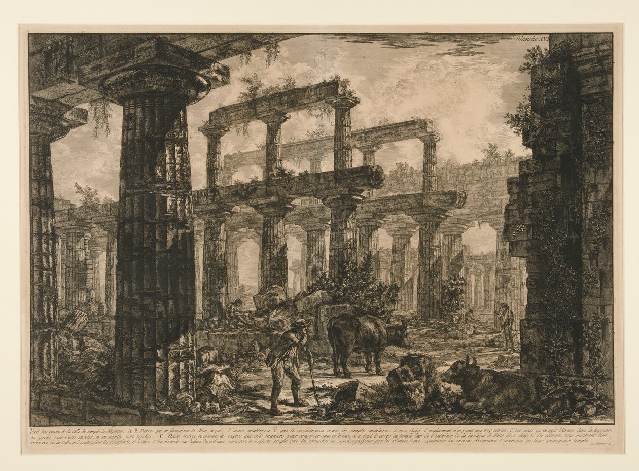 Ansicht der Überreste der Cella des Neptuntempels von Giovanni Battista Piranesi