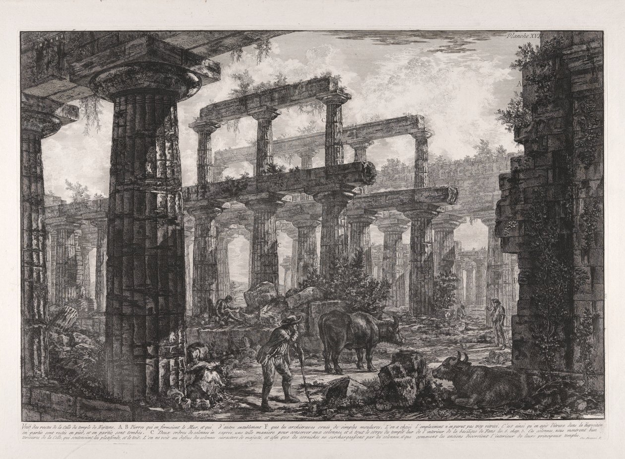 Ansicht der Überreste der Cella des Neptuntempels, aus Verschiedene Ansichten von von Giovanni Battista Piranesi