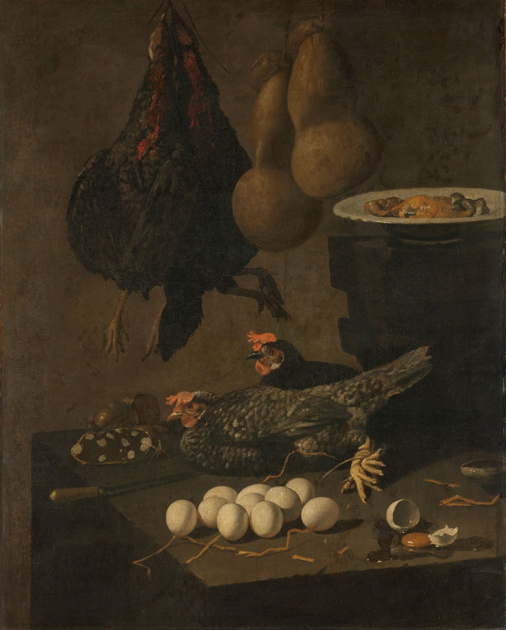 Stillleben mit Hühnern und Eiern von Giovanni Battista Recco