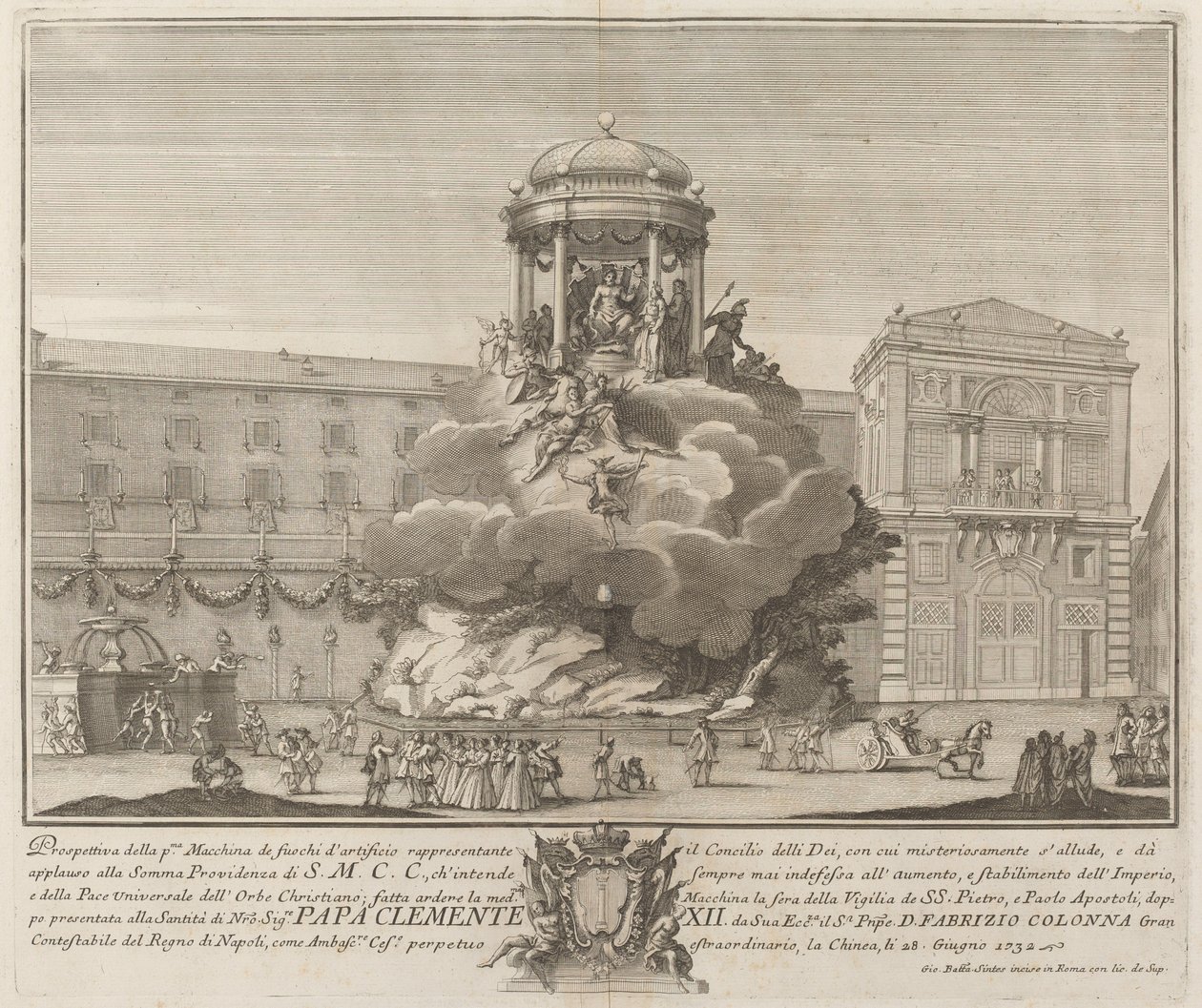 Der Rat der Götter, für das "Chinea"-Fest von Giovanni Battista Sintes probably after Nicola Michetti