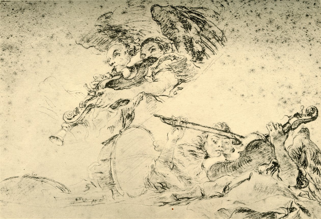Engel spielen Musikinstrumente, ca. 1755, 1928 von Giovanni Battista Tiepolo