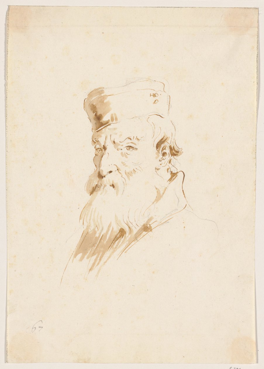 Bärtiger Mann mit Mütze von Giovanni Battista Tiepolo