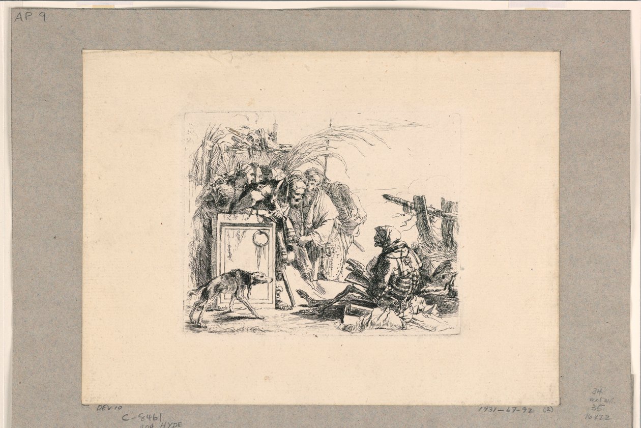 Der Tod gibt Audienz, aus den Vari Capricci von Giovanni Battista Tiepolo