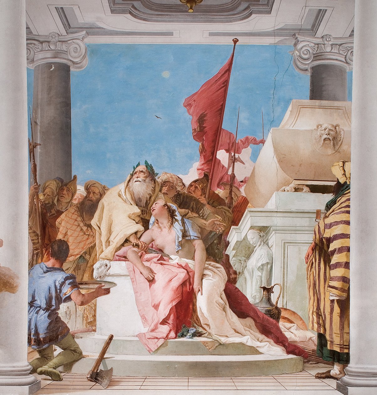 Detail aus Das Opfer der Iphigenie, aus der Eingangshalle in der Palazzina, 1757 von Giovanni-Battista Tiepolo