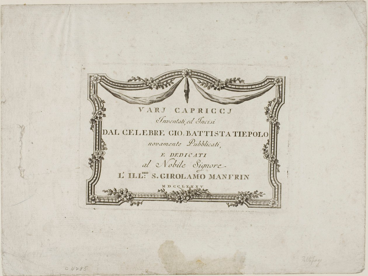 Frontispiz aus Capricci von Giovanni Battista Tiepolo