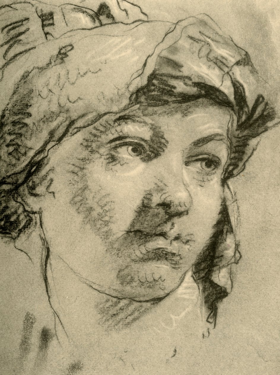 Kopf eines Mädchens mit Turban, Mitte 18. Jahrhundert, 1928 von Giovanni Battista Tiepolo