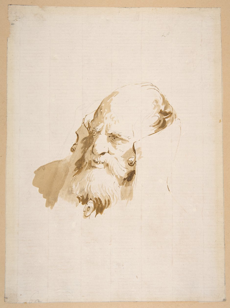 Kopf eines Mannes mit hohem Kragen von Giovanni Battista Tiepolo