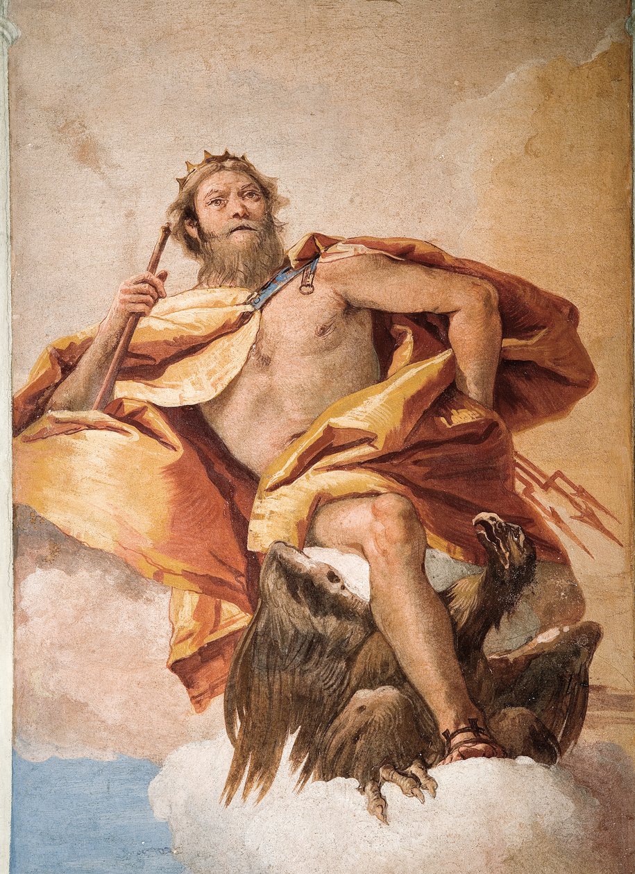 Jupiter der Donnerer mit Adler, aus dem Raum der Olympischen Götter in der Foresteria (Gästehaus) 1757 von Giovanni Battista Tiepolo