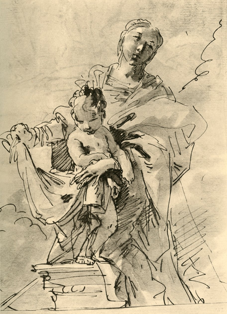 Madonna mit Kind, Mitte 18. Jahrhundert, 1928 von Giovanni Battista Tiepolo
