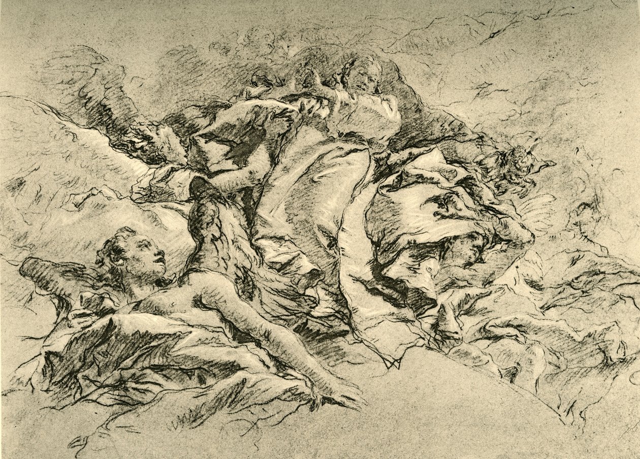 Madonna in Wolken, umgeben von Engeln, um 1754, 1928 von Giovanni-Battista Tiepolo