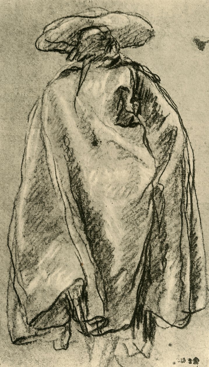 Mann in einem großen Mantel von hinten gesehen von Giovanni Battista Tiepolo