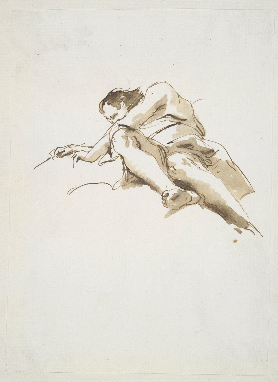 Liegende männliche Figur von unten gesehen von Giovanni-Battista Tiepolo