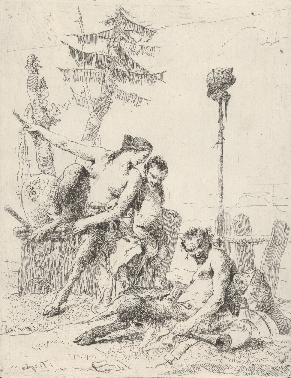 Satyrfamilie Pan und seine Familie, aus den Scherzi von Giovanni Battista Tiepolo