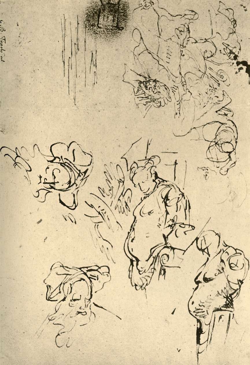 Satyr Hermen und orientalische Köpfe, Mitte 18. Jahrhundert, 1928 von Giovanni Battista Tiepolo