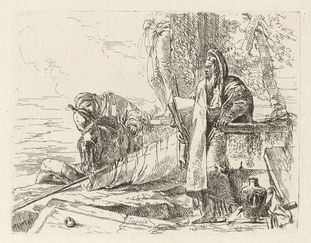 Stehender Philosoph und zwei andere Figuren, aus Vari capricci (Verschiedene Capriccios) von Giovanni Battista Tiepolo