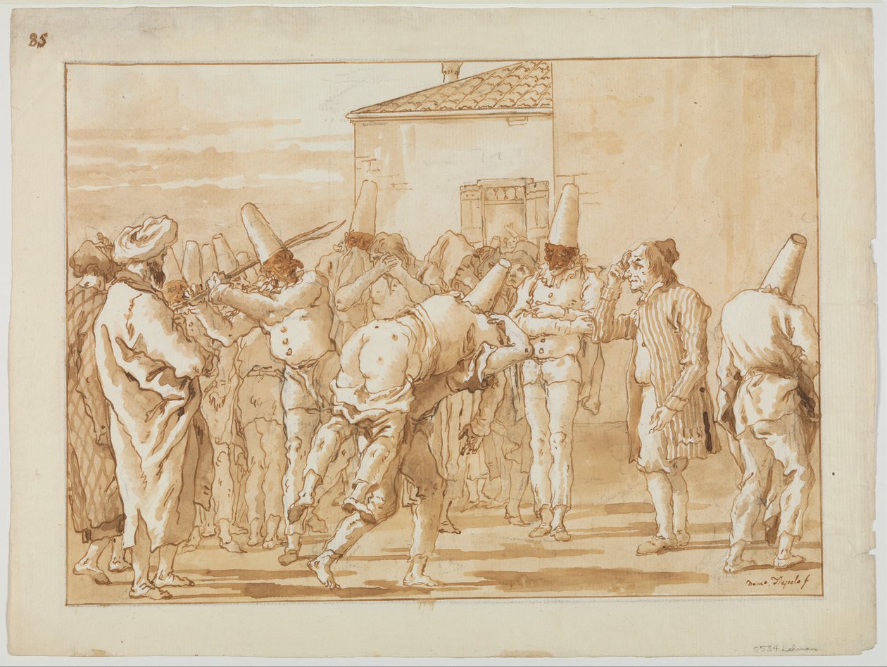 Die Auspeitschung von Punchinello von Giovanni Battista Tiepolo