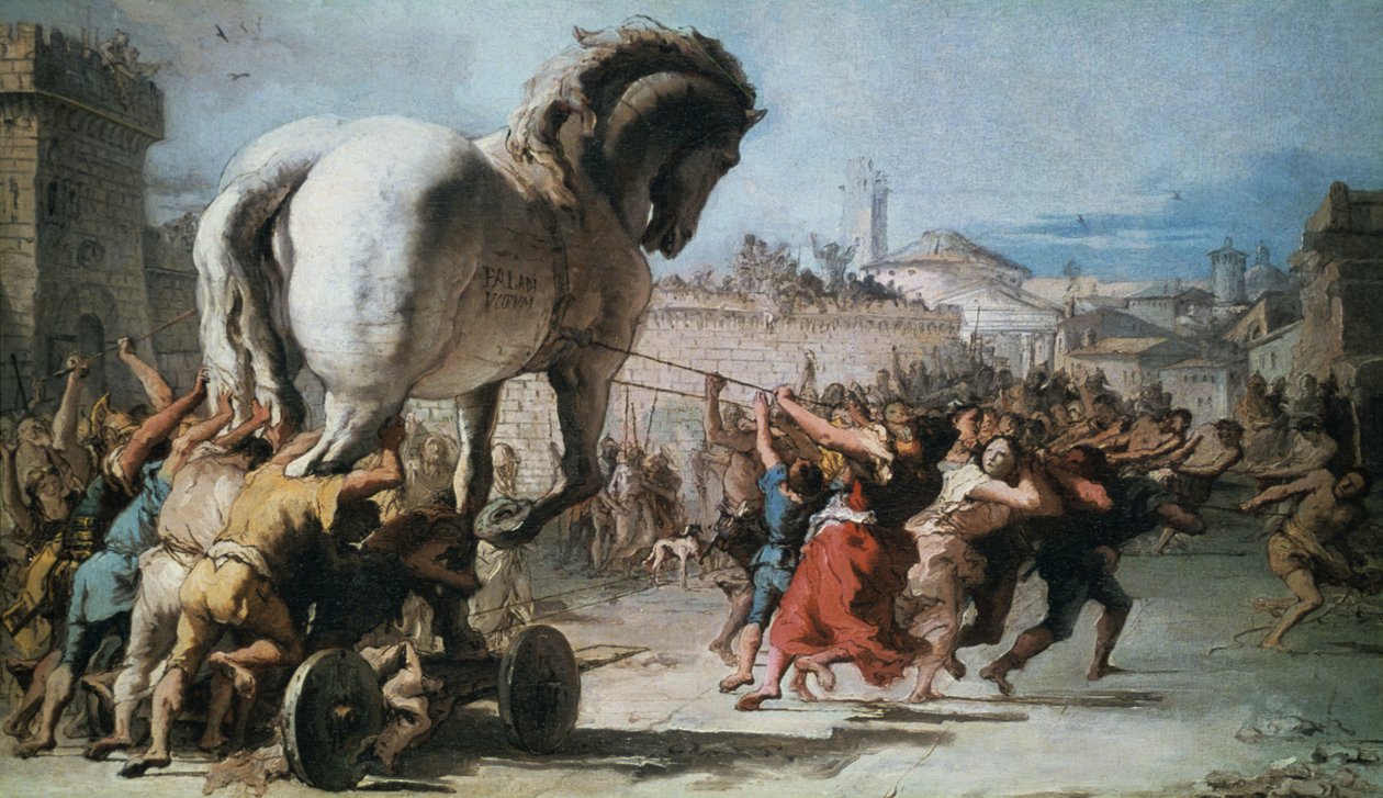 Der Einzug des Trojanischen Pferdes in Troja, ca. 1760 von Giovanni Battista Tiepolo
