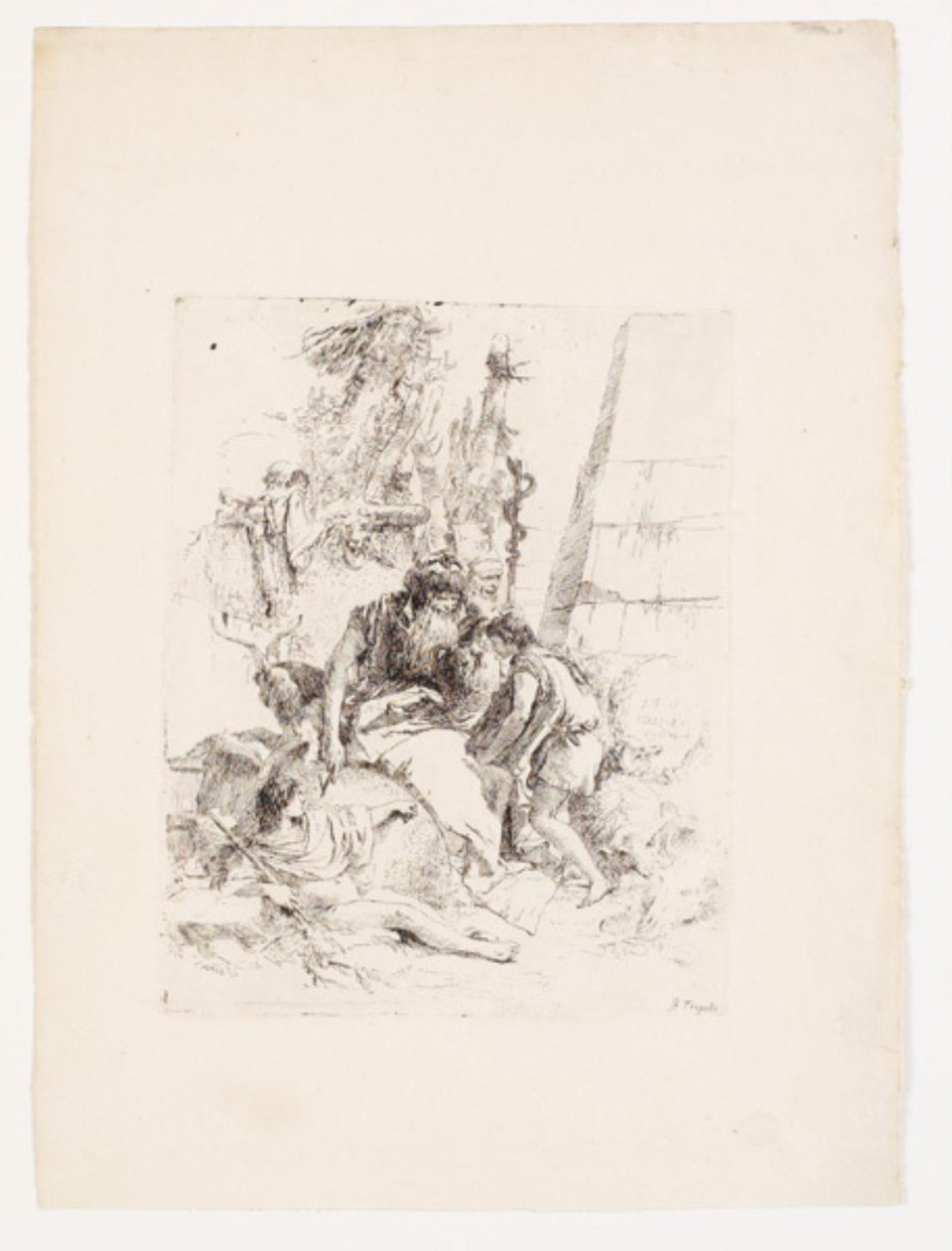 Zwei sitzende Zauberer und zwei Jünglinge von Giovanni Battista Tiepolo