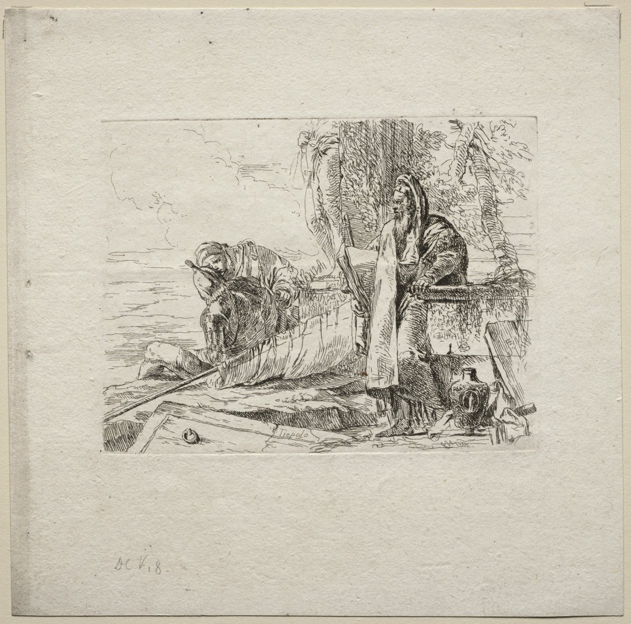Verschiedene Kaprizen: Der Philosoph, der mit einem Buch steht von Giovanni Battista Tiepolo