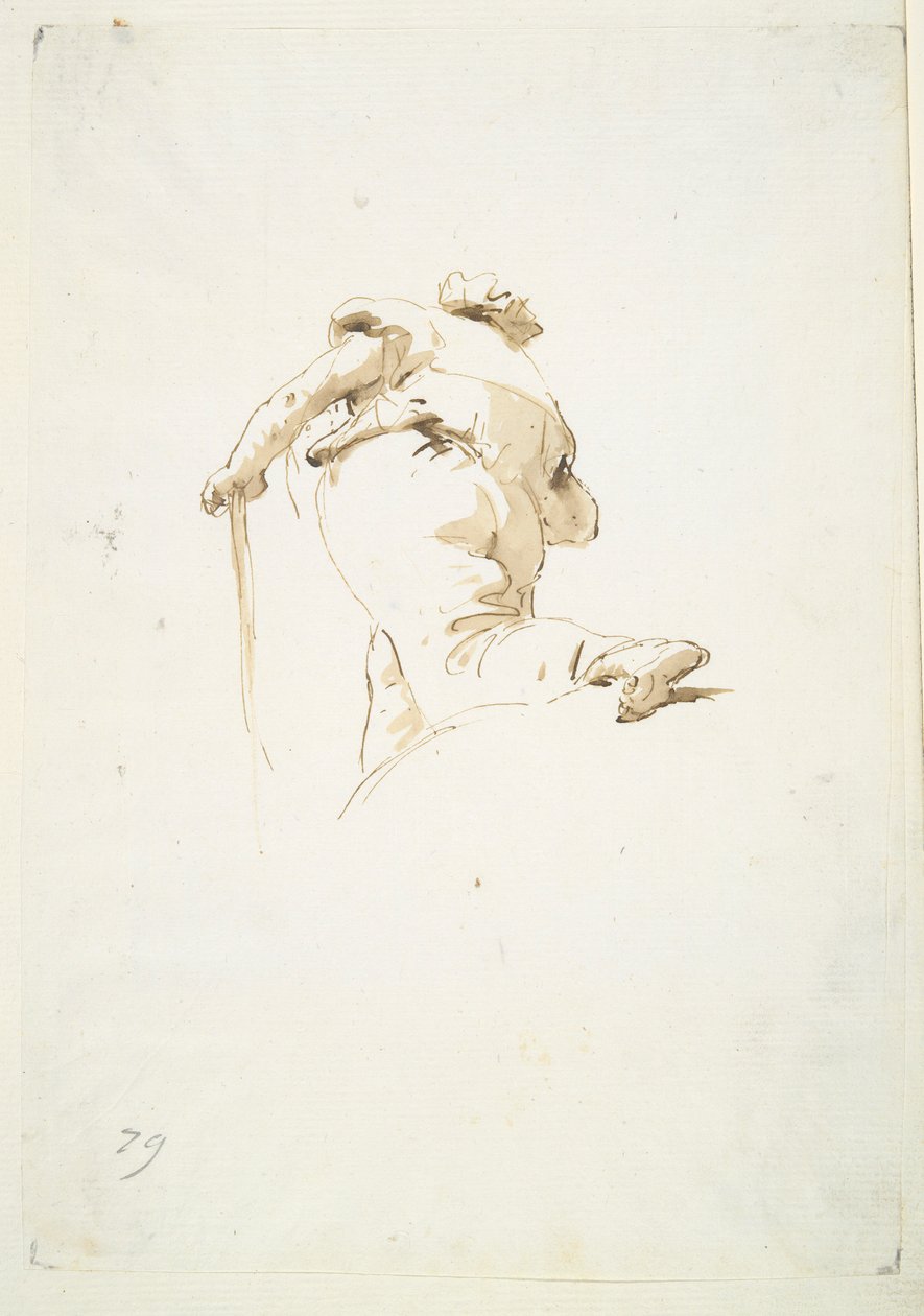 Gehende männliche Figur schräg von unten gesehen von Giovanni-Battista Tiepolo