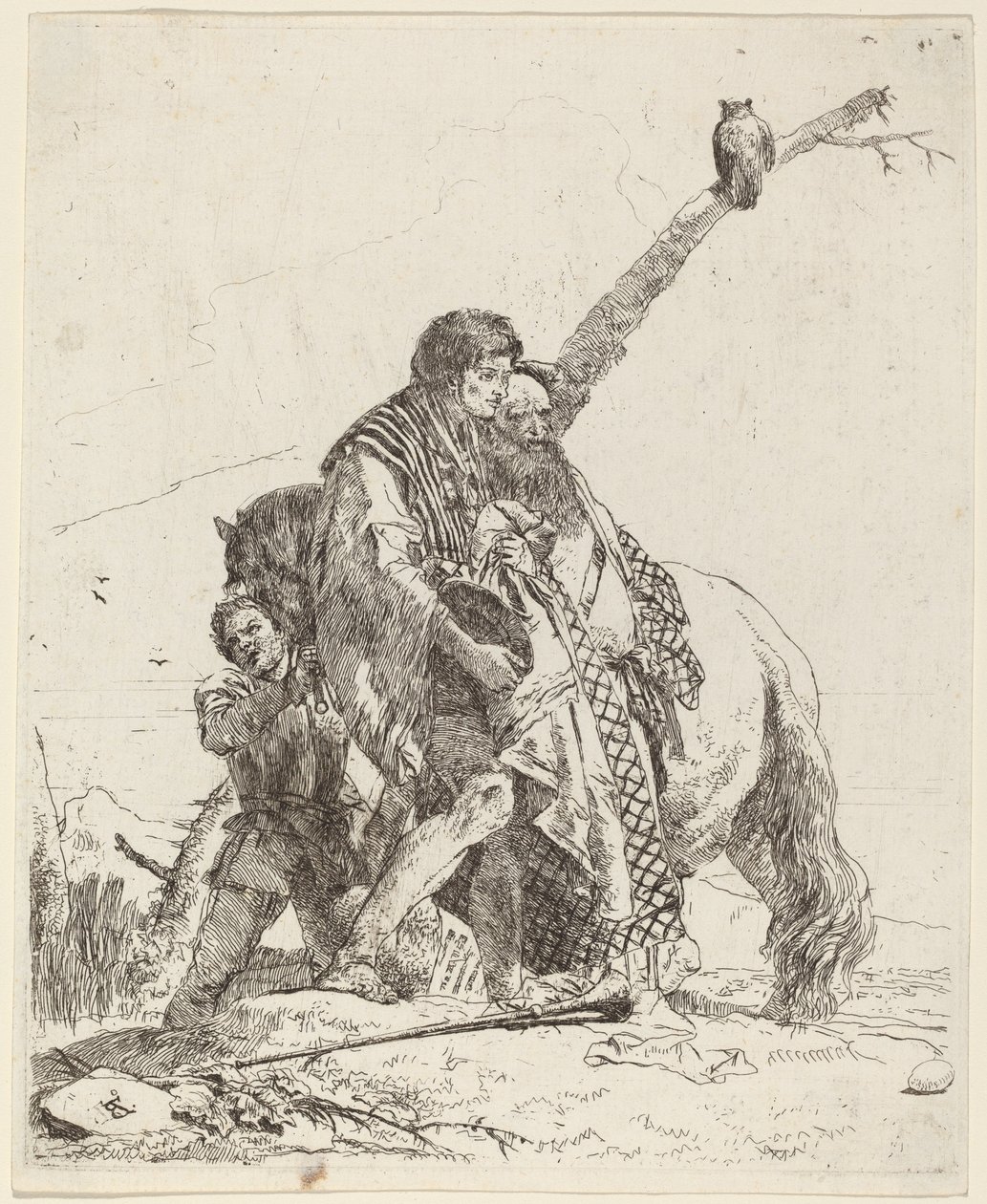 Jugend, Weiser und Begleiter mit Pferd von Giovanni-Battista Tiepolo