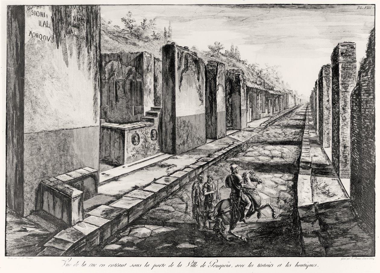 Ansicht der Straße des Tors der Stadt Pompeji, aus Antiquites de Pompeia von G.B. Piranesi, graviert von Francesco Piranesi (1758-1810) 1804 von Giovanni-Battista Piranesi