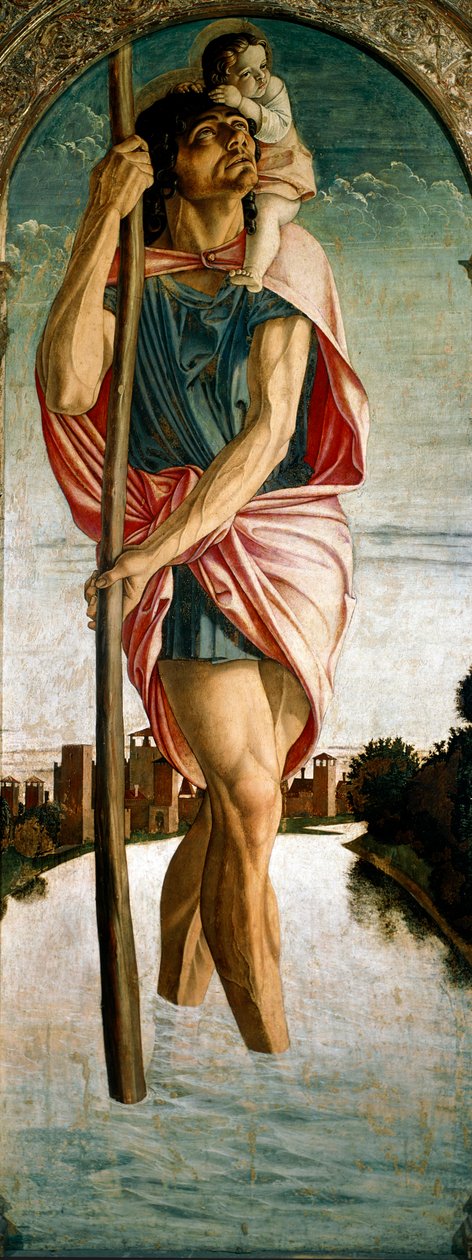 Polyptychon des Heiligen Vinzenz Ferrer: Heiliger Christophorus (Detail) von Giovanni Bellini
