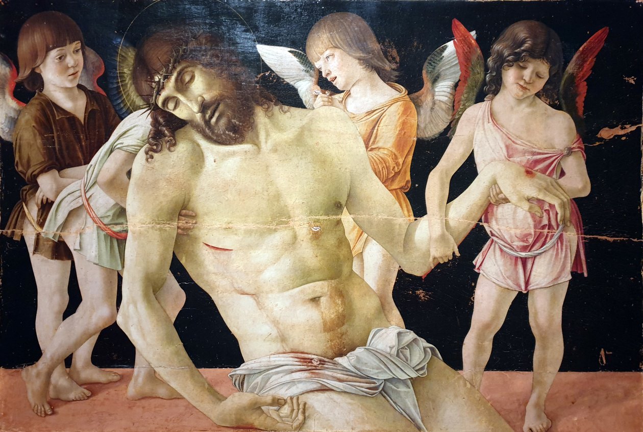 Der tote Christus, unterstützt von vier Engeln von Giovanni Bellini