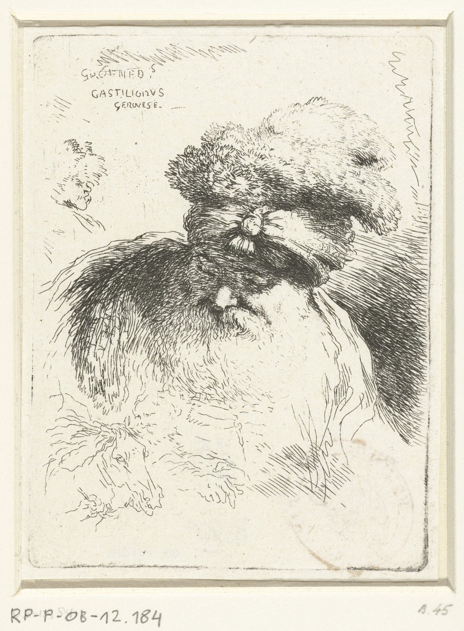 Kopf eines alten Mannes mit Mütze von Giovanni Benedetto Castiglione