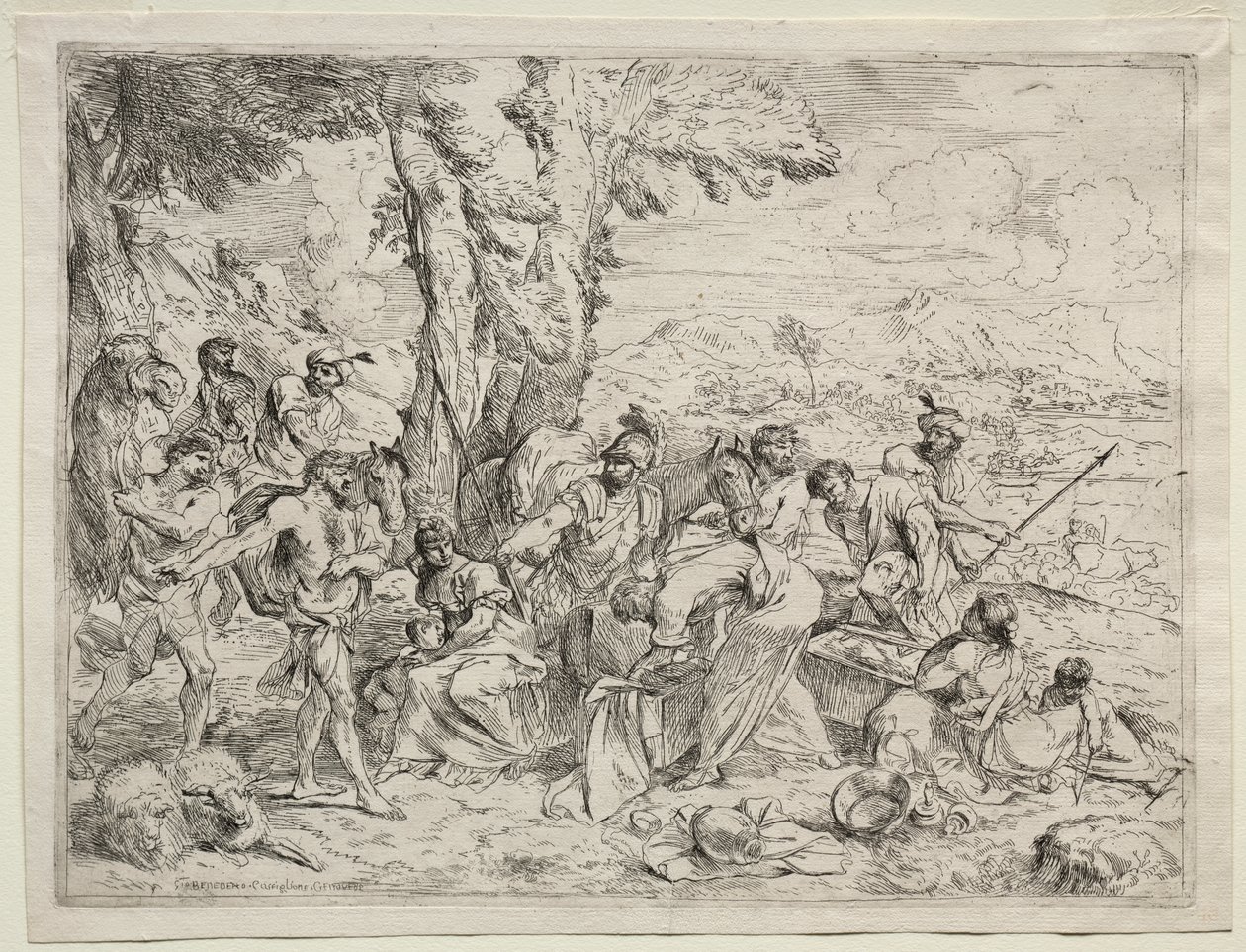 Laban sucht nach Götzen in Rachels Gepäck von Giovanni Benedetto Castiglione