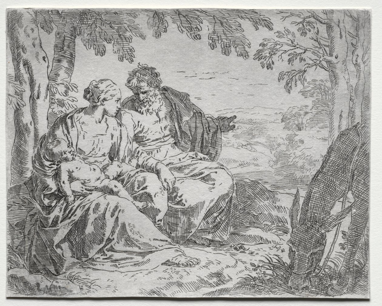 Ruhe auf der Flucht nach Ägypten von Giovanni Benedetto Castiglione