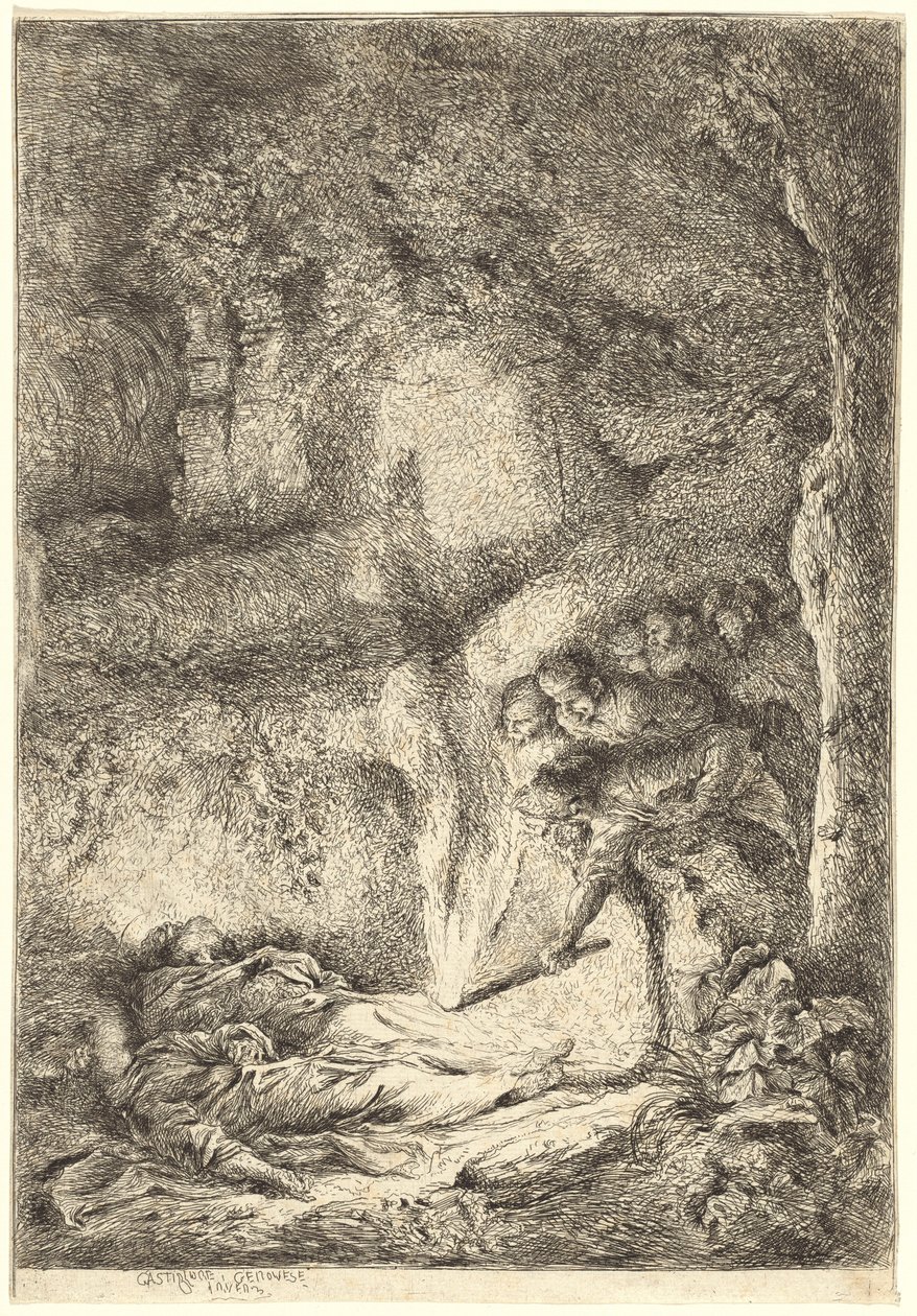 Die Leichen der Heiligen Petrus und Paulus in den Katakomben versteckt von Giovanni Benedetto Castiglione