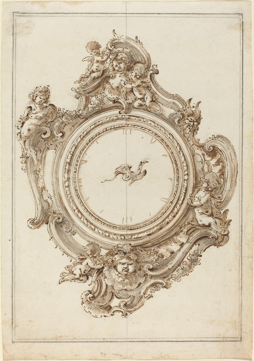 Eine Rokoko-Uhr mit Sirenen, Putti, Masken und einem Paradiesvogelzeiger von Giovanni Bettati