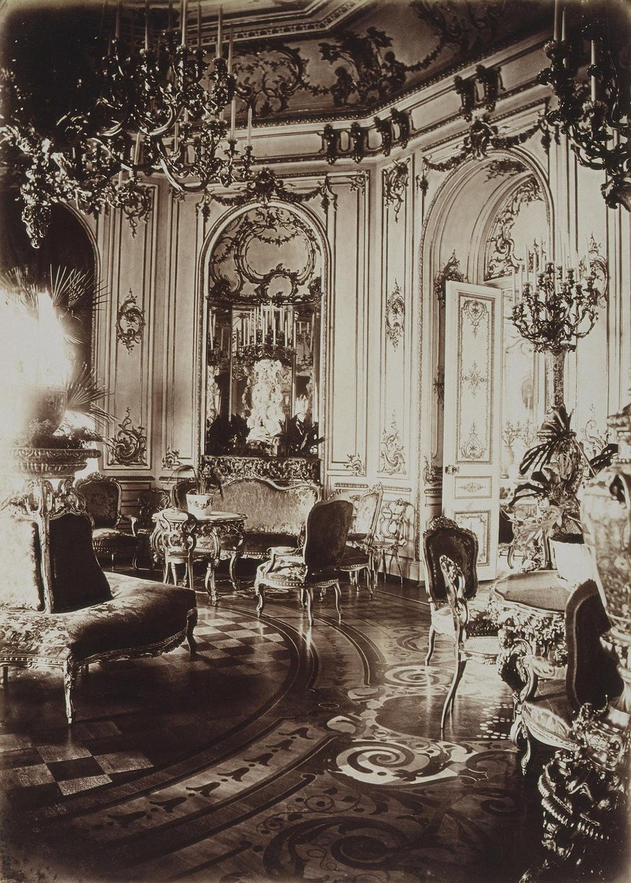 Der Stroganov-Palast in Sankt Petersburg. Ovales Wohnzimmer, 1860er Jahre von Giovanni Bianchi