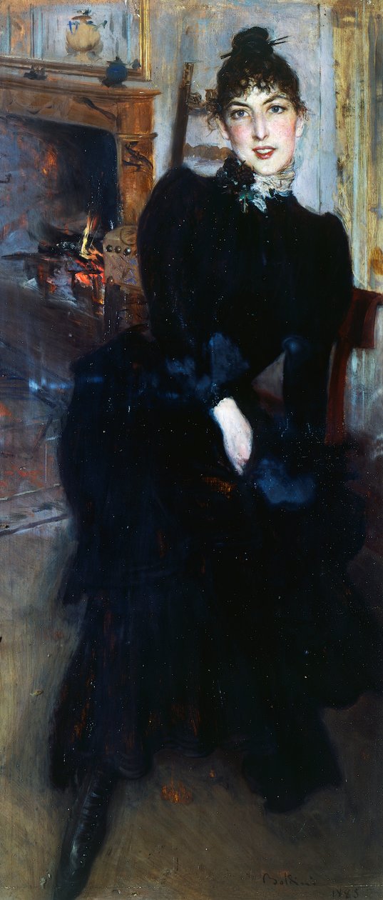 Alaide Banti am Kamin von Giovanni Boldini