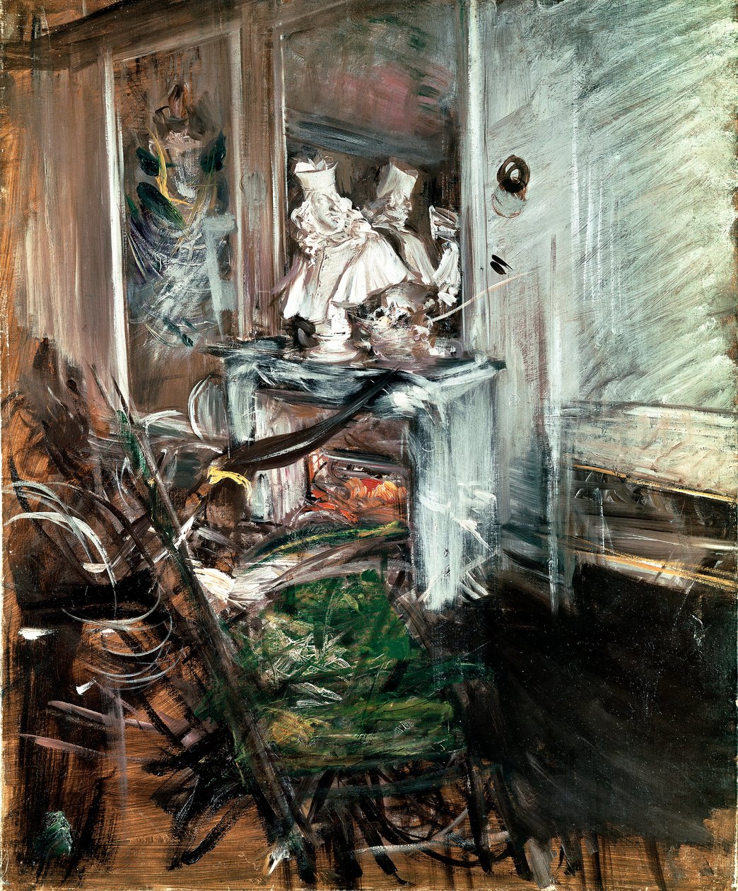 Der „Kardinal“ von Bernini im Atelier des Malers. Gemälde von Giovanni Boldini (1842-1931) um 1899. Öl auf Leinwand. Pistoia, Collezione Boldini von Giovanni Boldini
