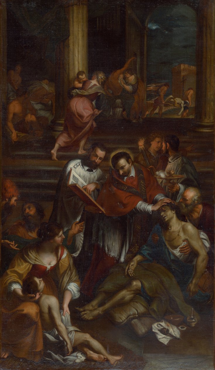 Der heilige Karl Borromäus unter Pestopfern, zweite Hälfte des 17. Jahrhunderts von Giovanni Bonatti