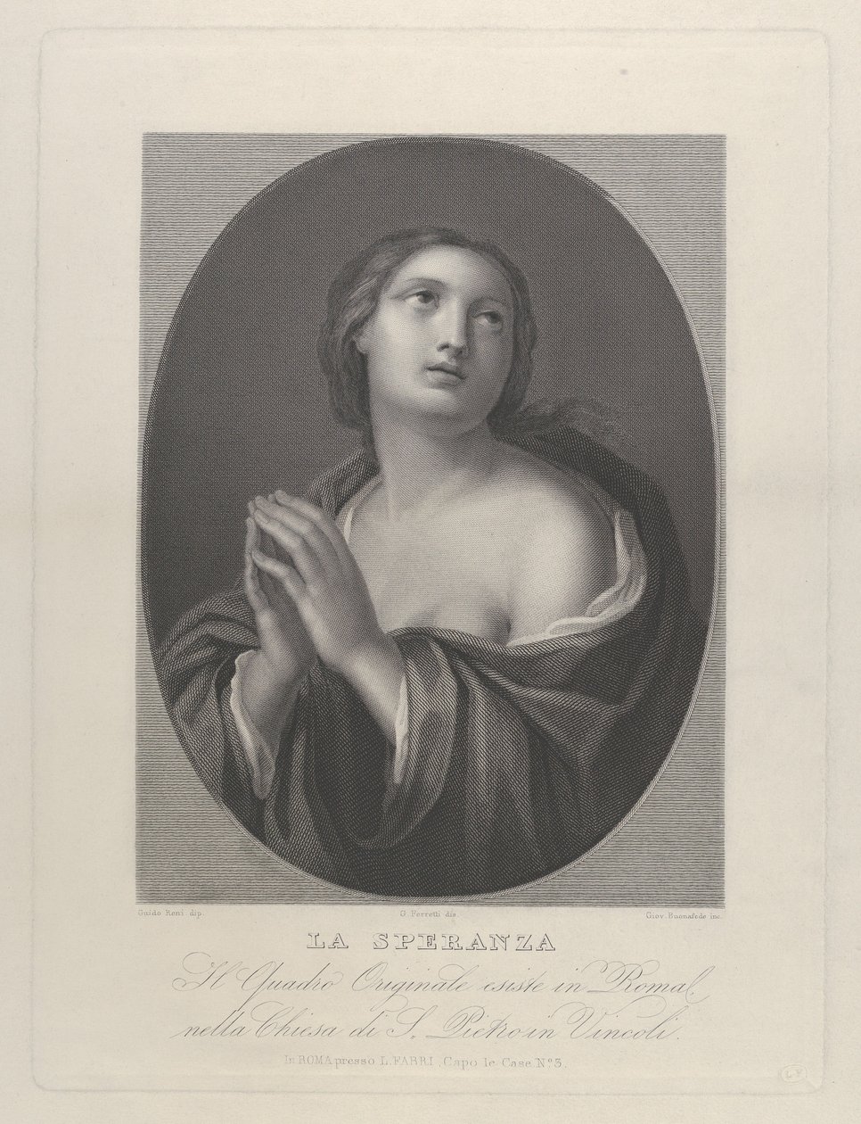 Weibliche Personifikation der Hoffnung, die mit zusammengelegten Händen nach oben schaut, ca. 1835-81 von Giovanni Buonafede