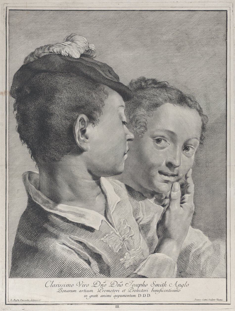 Junge mit Hut berührt das Gesicht eines Mädchens, 1743 von Giovanni Cattini