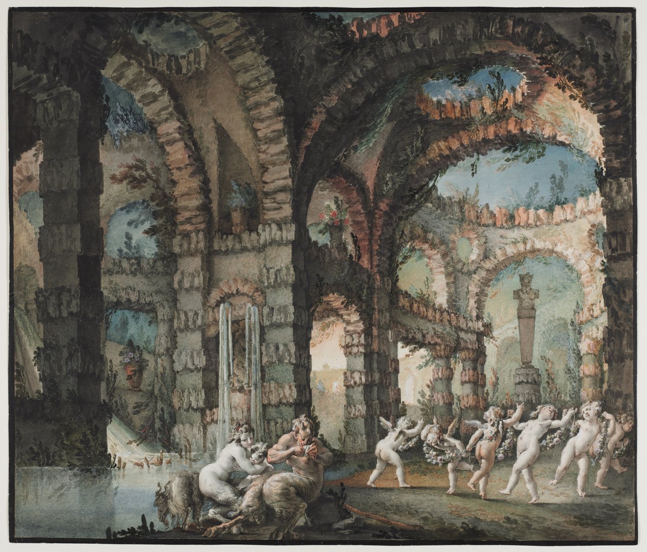 Familie der Satyrn mit tanzenden Putten, ca. 1775-76 von Giovanni David