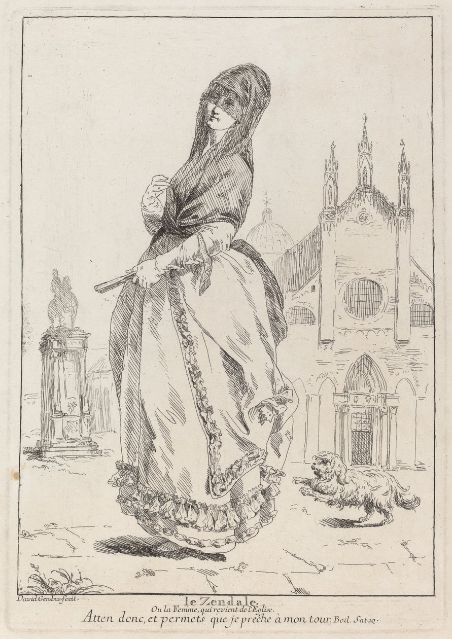 Le Zendale (Frau mit Kapuze, oder die Frau, die aus der Kirche kommt) von Giovanni David