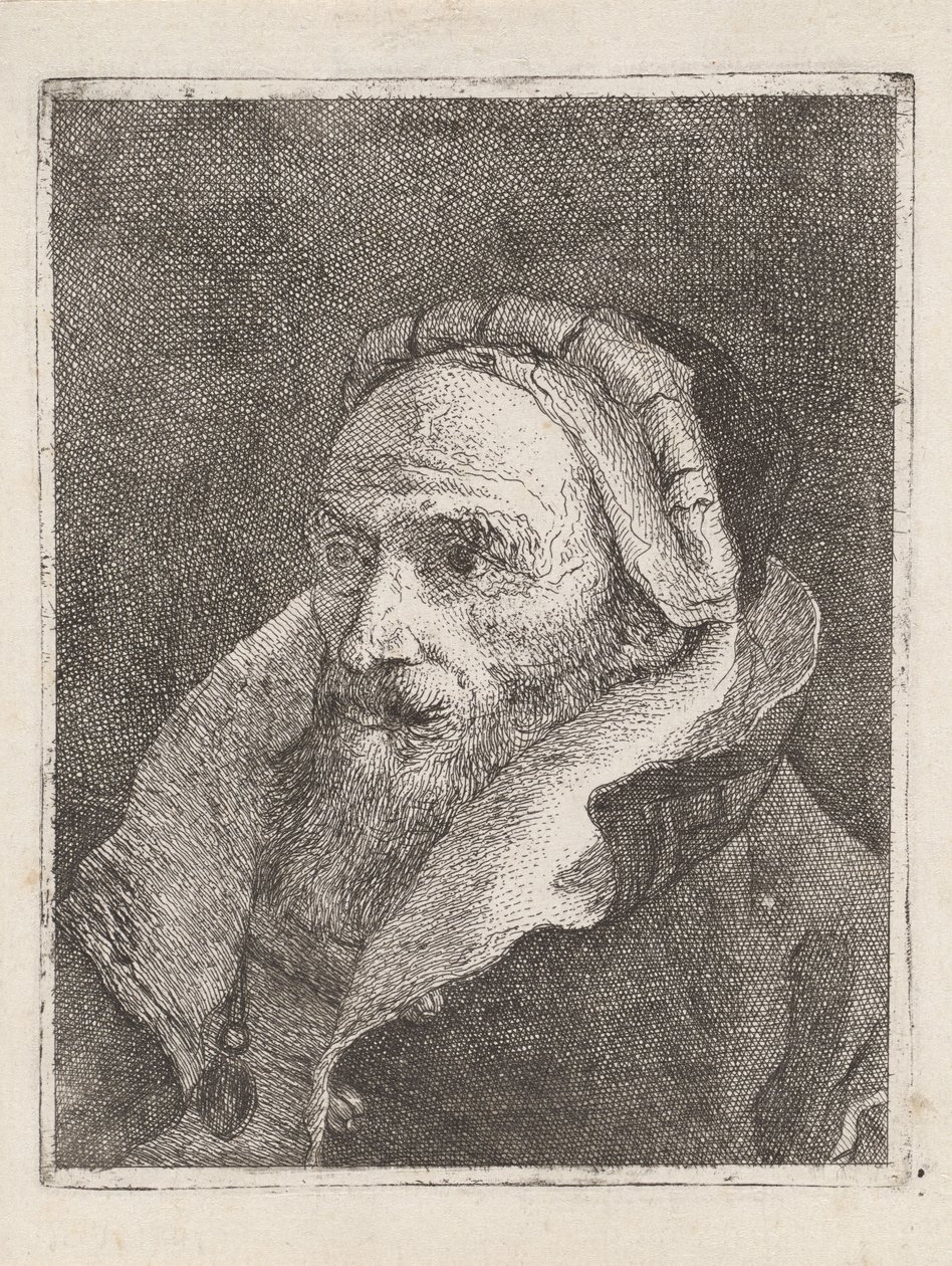 Bärtiger alter Mann mit Mütze, aus der Raccolta di Teste (Sammlung von Köpfen) von Giovanni Domenico Tiepolo