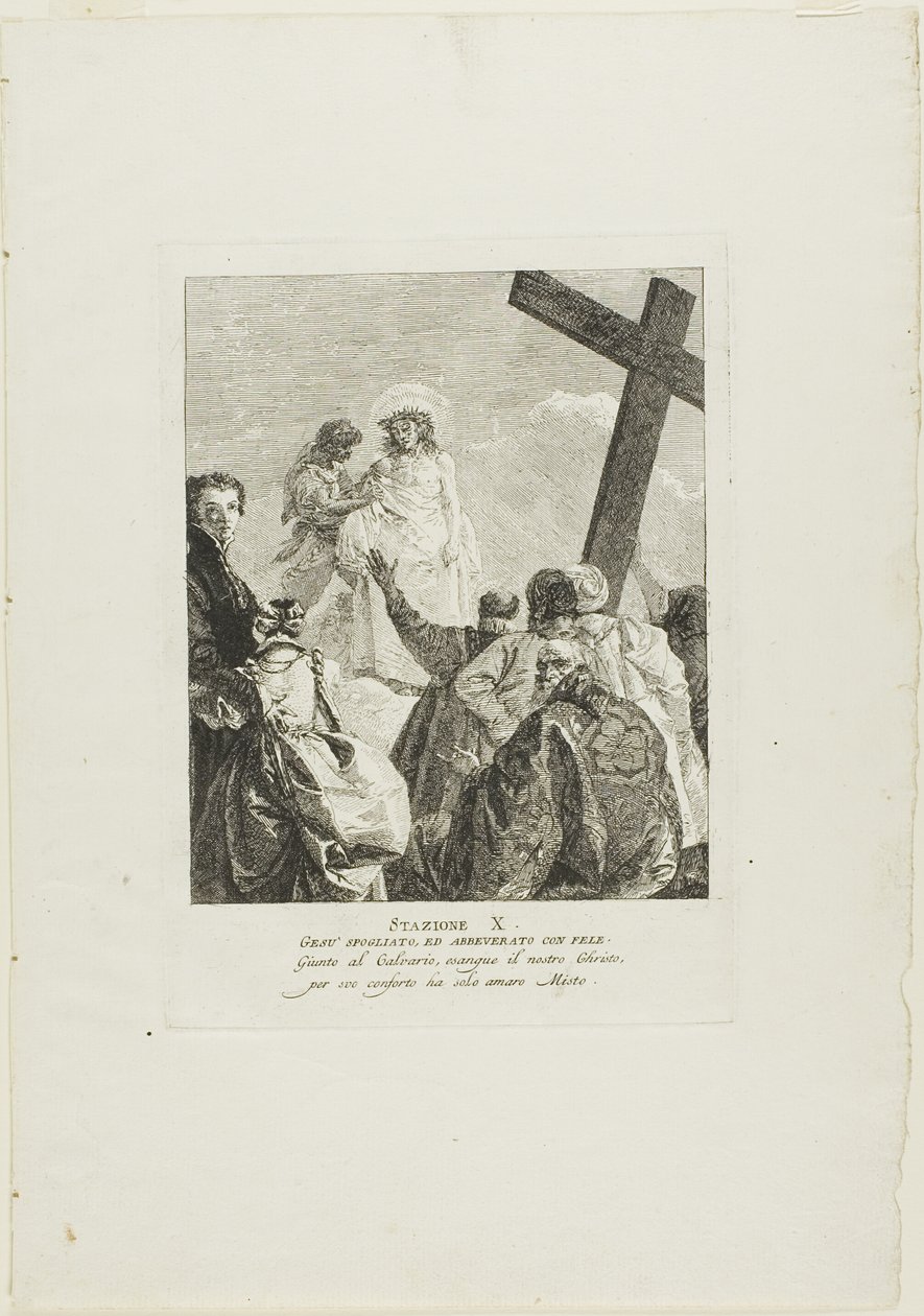 Christus wird seiner Kleider beraubt, Platte zehn aus Stationen des Kreuzes von Giovanni Domenico Tiepolo