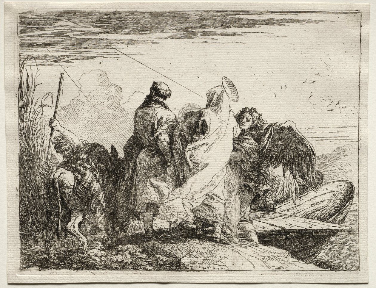 Flucht nach Ägypten: Die Heilige Familie verlässt das Ufer von Giovanni Domenico Tiepolo
