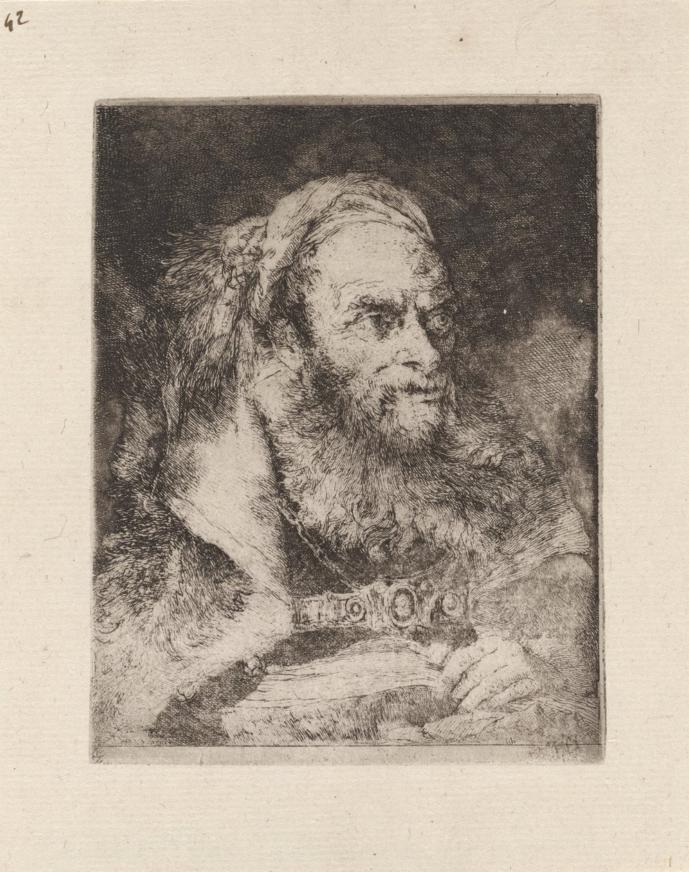Kopf eines Orientalen, ein Buch in der Hand, aus der Raccolta di Teste (Sammlung von Köpfen) von Giovanni Domenico Tiepolo
