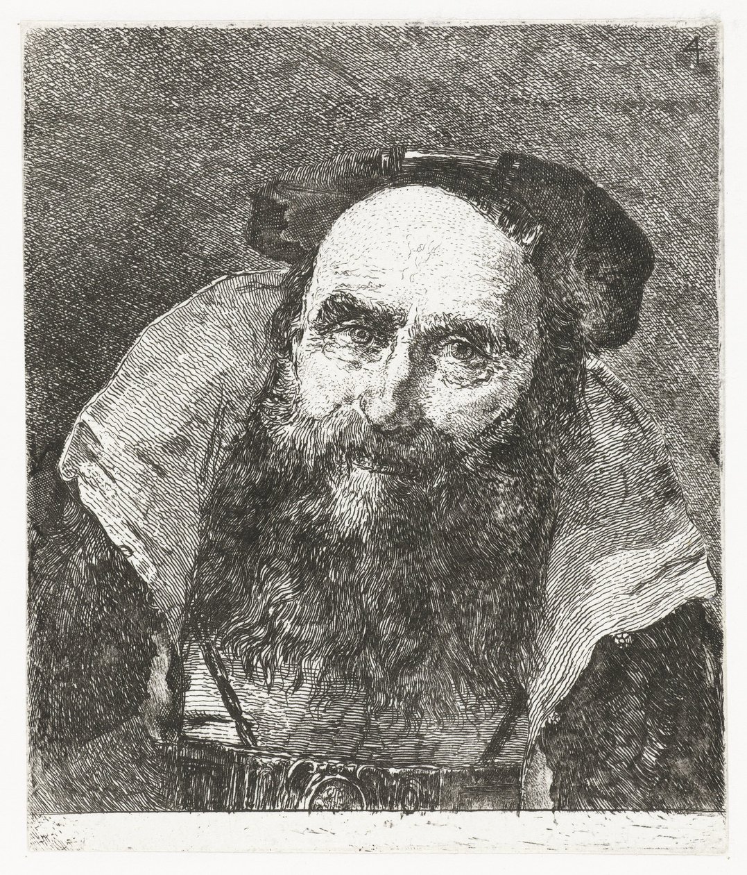 Lachender alter Mann (Verzameling hoofden) von Giovanni Domenico Tiepolo