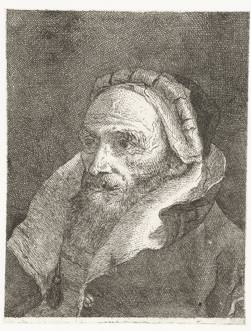 Mann mit hochgestelltem Mantelkragen von Giovanni Domenico Tiepolo