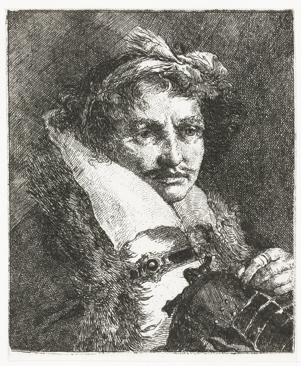 Mann mit Schnurrbart und Helm von Giovanni Domenico Tiepolo