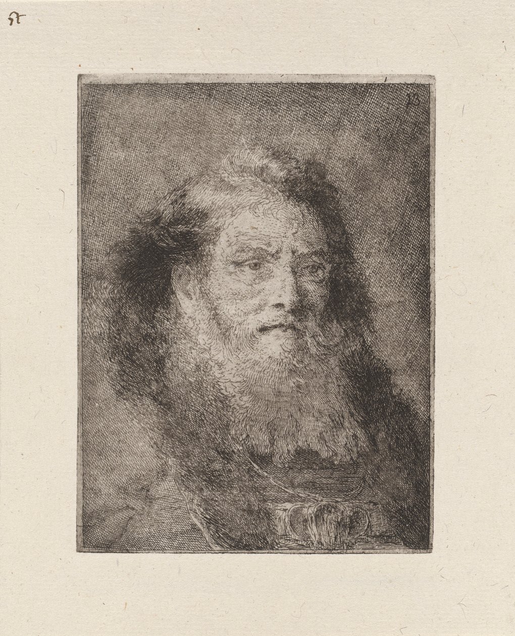 Alter Mann mit kahlem Kopf, aus der Sammlung von Köpfen von Giovanni Domenico Tiepolo